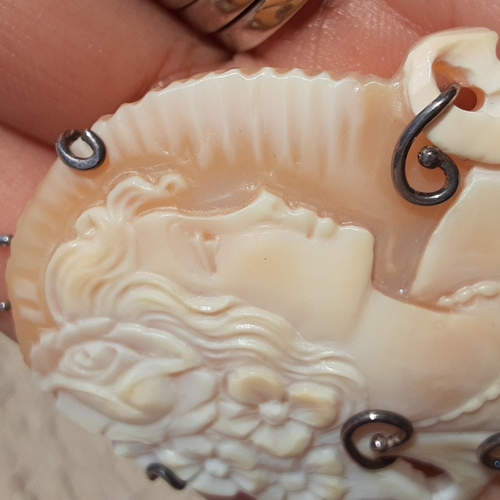 925 Genuine Hand Carved Cameo. Italy. Brooch, Pendant. FIRM. - Picture 5 of 17